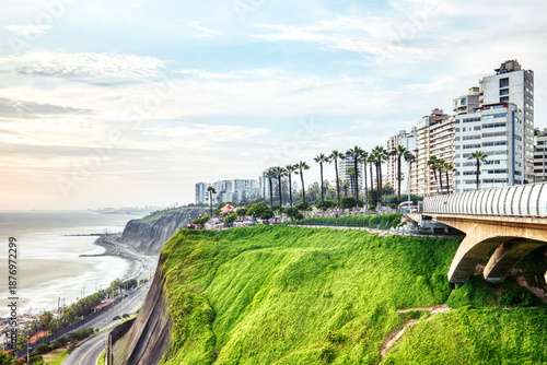 Wallpaper Mural Cliffs on the Pacific Ocean Coast near Miraflores, Lima during a Sunny Day Torontodigital.ca