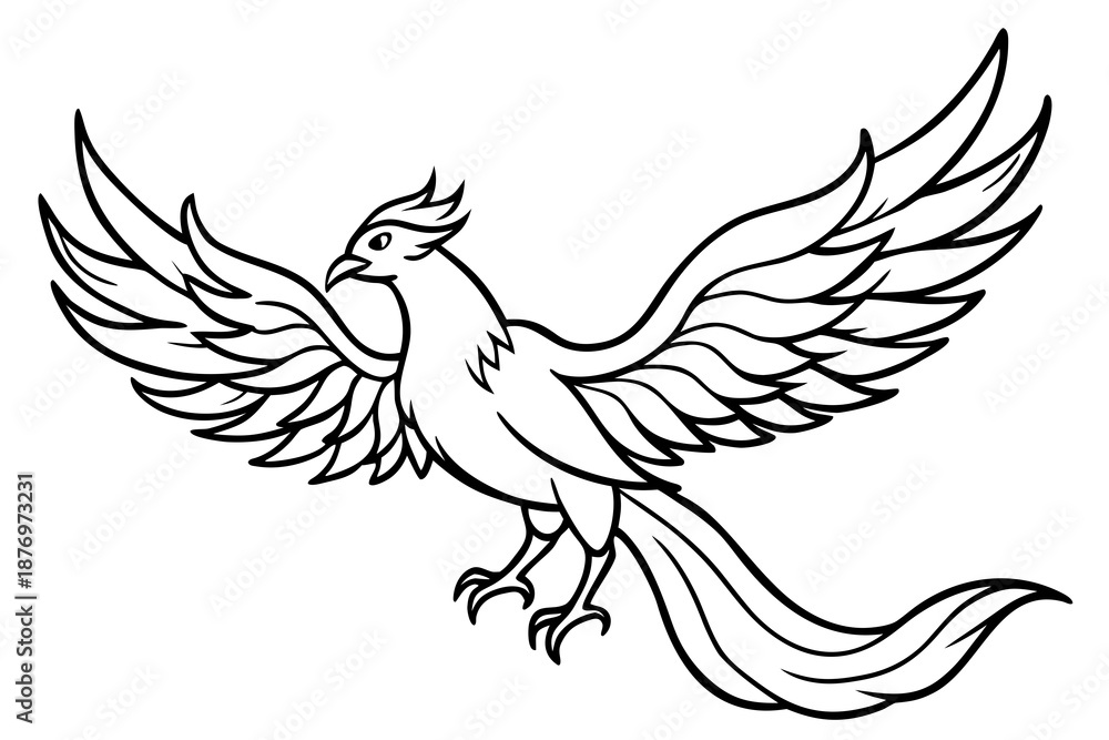 Fototapeta premium Phoenix line art white background