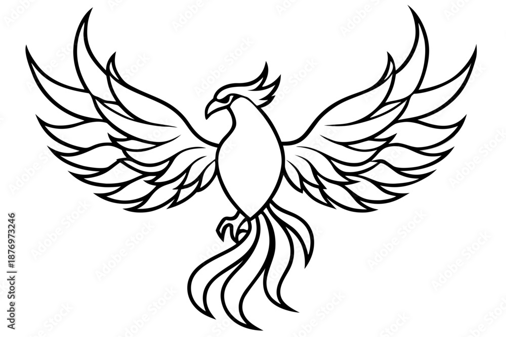 Obraz premium Phoenix line art white background