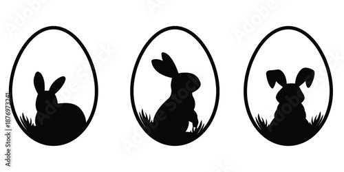 Easter sunday celebration with easter egg bunny silhouettes
