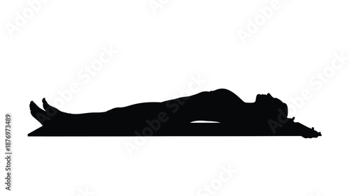 A stark silhouette of a reclining person lying down in a relaxed horizontal position