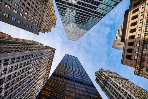 Wallpaper Mural Upward View of Modern Skyscrapers in New York City Torontodigital.ca