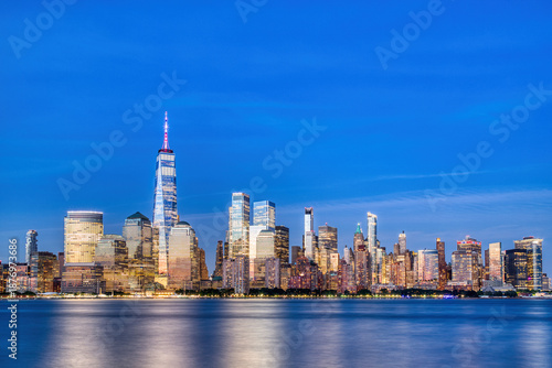 Wallpaper Mural Illuminated New York City Skyline View at Dusk, New York Torontodigital.ca