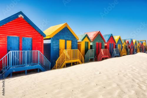 Wallpaper Mural Muizenberg Beach Huts in Cape Town during a Sunny Day Torontodigital.ca