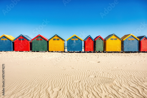 Wallpaper Mural Muizenberg Beach Huts in Cape Town during a Sunny Day Torontodigital.ca
