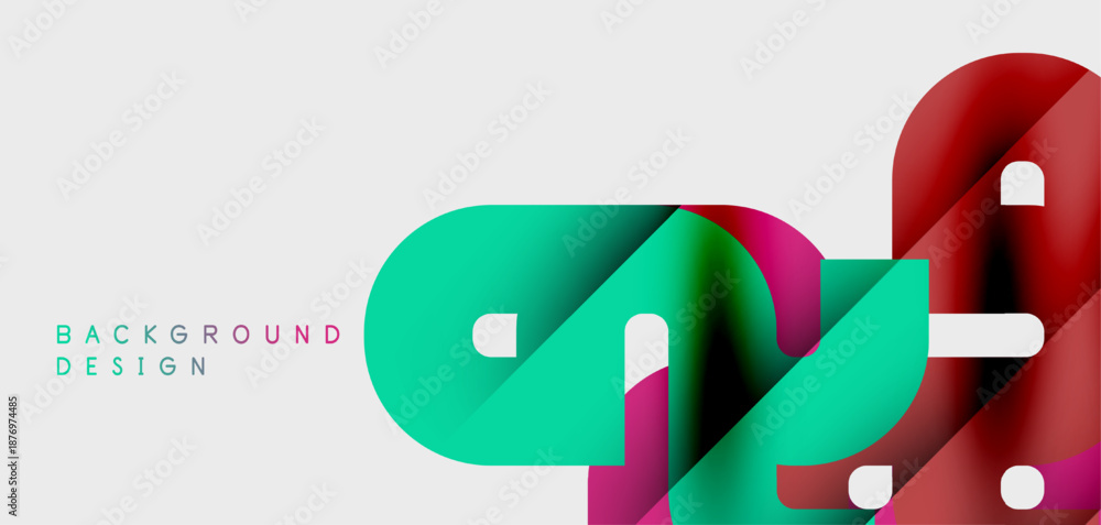 Fototapeta premium Abstract shapes overlap, creating vibrant color gradients. Modern design elements suggest dynamic composition, simple background.