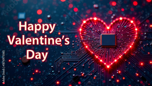 Digital design concept for greeting cards or posters featuring a glowing heart for Valentine's Day.