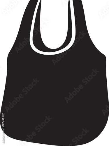 Simple black tote bag silhouette, a versatile and eco-friendly shopping bag design, perfect for groceries, fashion, and everyday use