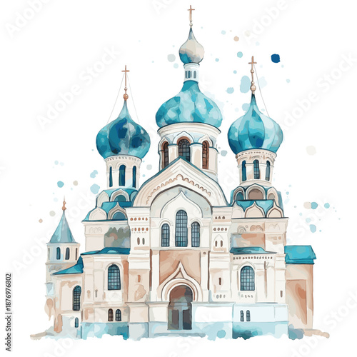Alexander Nevsky Cathedral. Alexander Nevsky Cathedral watercolor vector illustration