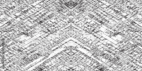 Rough, irregular texture composed of monochrome geometric elements. Overlay distressed grunge background. Abstract vector illustration. Isolated on white background. EPS10