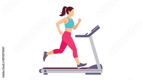 Woman exercising on a treadmill maintaining a healthy lifestyle through indoor cardio training