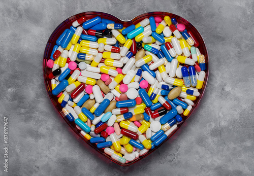 a lot of heart-shaped medical pills