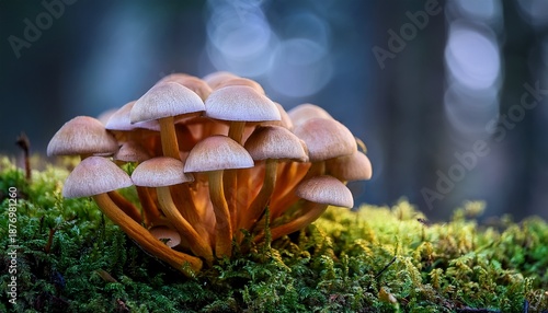 Shot Of Cluster Edible Mushrooms Flammulina Velutipes