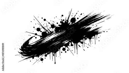 Dynamic splatter grunge brush stroke art with ink blots