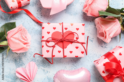 Gift boxes with paper heart...