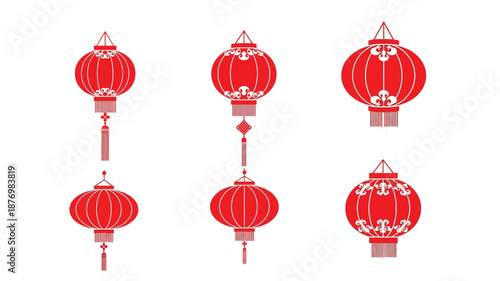 A collection of vibrant red chinese lanterns showcasing traditional designs and festive decorations