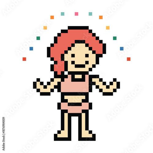 Woman wear bikini ,swimming suit or swimwear in pastel summer beach vacation relax with pool,swimsuit,holiday,colorful,8 bit.