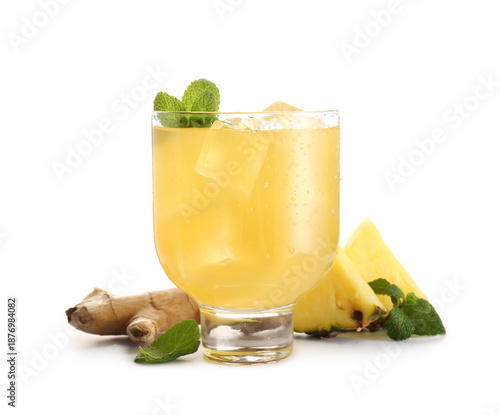 Glass of fresh juice with p...