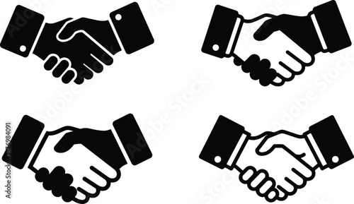 Business Handshake Icon Set Agreement, Partnership, and Success