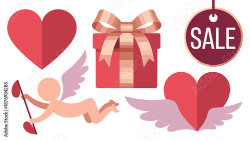 A collection of Valentine's Day themed graphics.