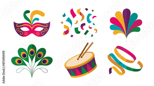 Colorful and festive illustrations related to celebration.