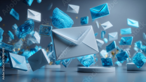3d rendering of falling signs email.