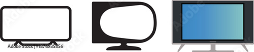 Smart television icons set including line solid and flat design styles for media technology