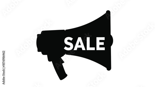 Black megaphone graphic announces a sale with the text last chance 50 percent off