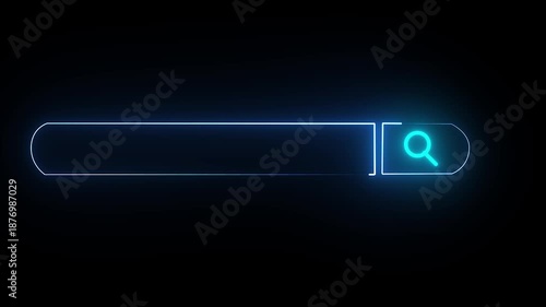 Cyber Search Bar: A sleek, glowing search bar, its neon-like illumination against the dark background, symbolizes the digital realm of information seeking.