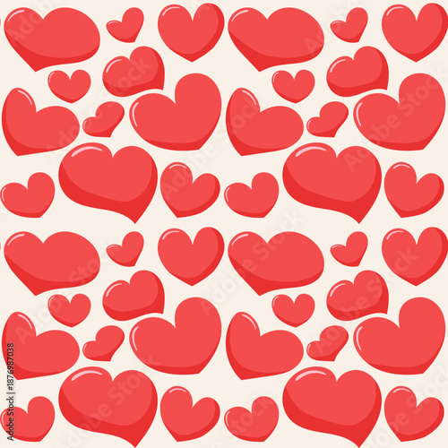 Seamless pattern of red hearts. Valentine's Day.