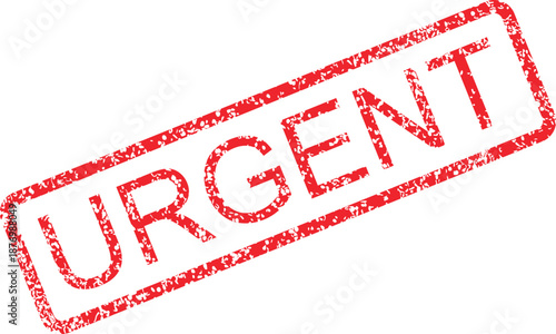 Distressed red rubber stamp impression prominently featuring the bold word URGENT, signaling immediate attention, critical priority, and pressing action required