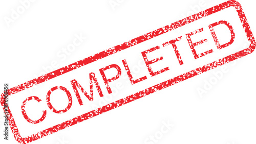 Completed Stamp Red Rubber Graphic Illustration Showing Finished Task or Project Completion