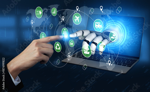 Foto Artificial intelligence supports global net zero network to promote environmenta