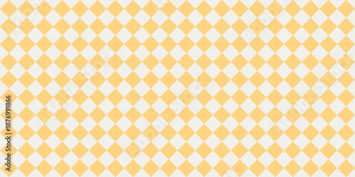 Light yellow and white harlequin diamond pattern seamless background, geometric pastel design for textile, retro wallpaper, wrapping paper, kids fashion, minimal abstract decorative style