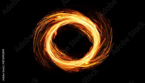 An Intense Ring Of Fire Swirling Against A Black Background Creating A Captivating Visual Effect