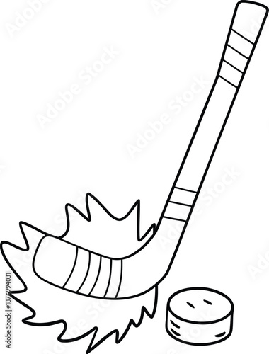Hockey Stick and Puck Outline
