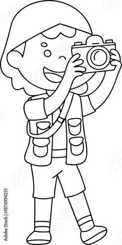 Cartoon Photographer Taking Pictures, Camera Operator Illustration