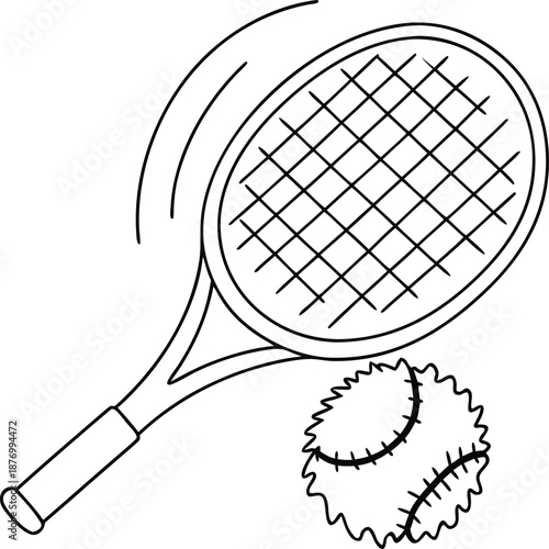 Tennis Racket And Ball Sport Equipment Vector Illustration