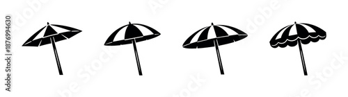 Beach umbrellas vector icons set, holiday, summer, shading, canopy, parasol designs