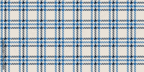 Seamless vector pattern with blue and navy tartan plaid texture, traditional Scottish textile design with crisscross lines, suitable for backgrounds, fabrics, fashion, crafts, wrapping, winter themes