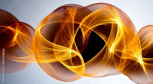 Series of orange and black swirls that look like flames. The image has a sense of movement and energy