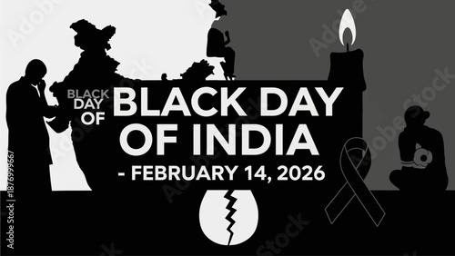 Black Day of India observed on February 14, 2026 with somber silhouettes and candlelight