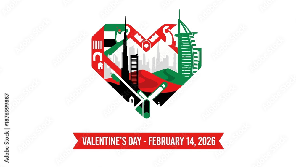Fototapeta premium Valentine's Day celebration in United Arab Emirates with heart design