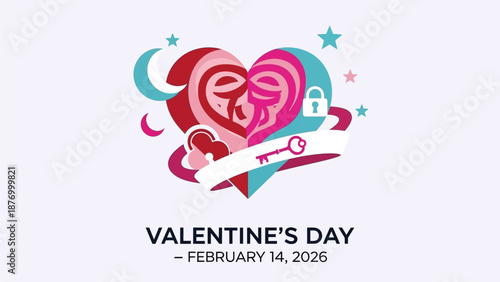 Valentine's Day celebration with heart lock and key