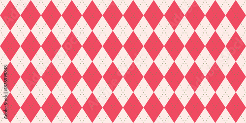 Seamless vector pattern pink cream argyle dotted diamond background geometric traditional textile print feminine decorative design elegant sweater fabric retro soft warm style