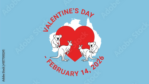 Valentine's Day in Australia with kangaroos and koalas