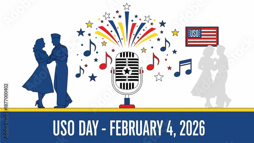Vibrant USO Day Celebration with Music and Dance Silhouettes