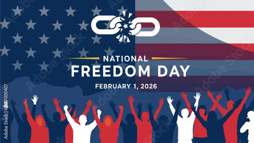 National Freedom Day celebration with people raising hands in patriotism