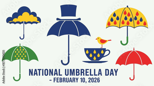 Vibrant umbrellas celebrate National Umbrella Day on February 10, 2026
