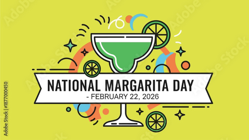 Celebrate National Margarita Day on February 22, 2026 with vibrant cocktail illustration